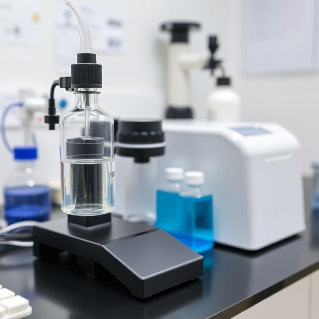 Laboratory setup with Selank peptide vial and neurological assay equipment