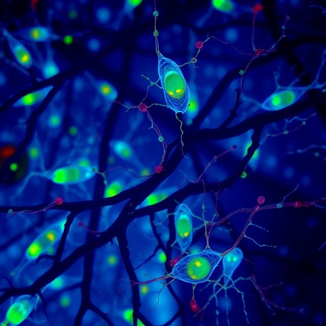 Microscopic image of neuronal cells treated with Selank peptide in vitro