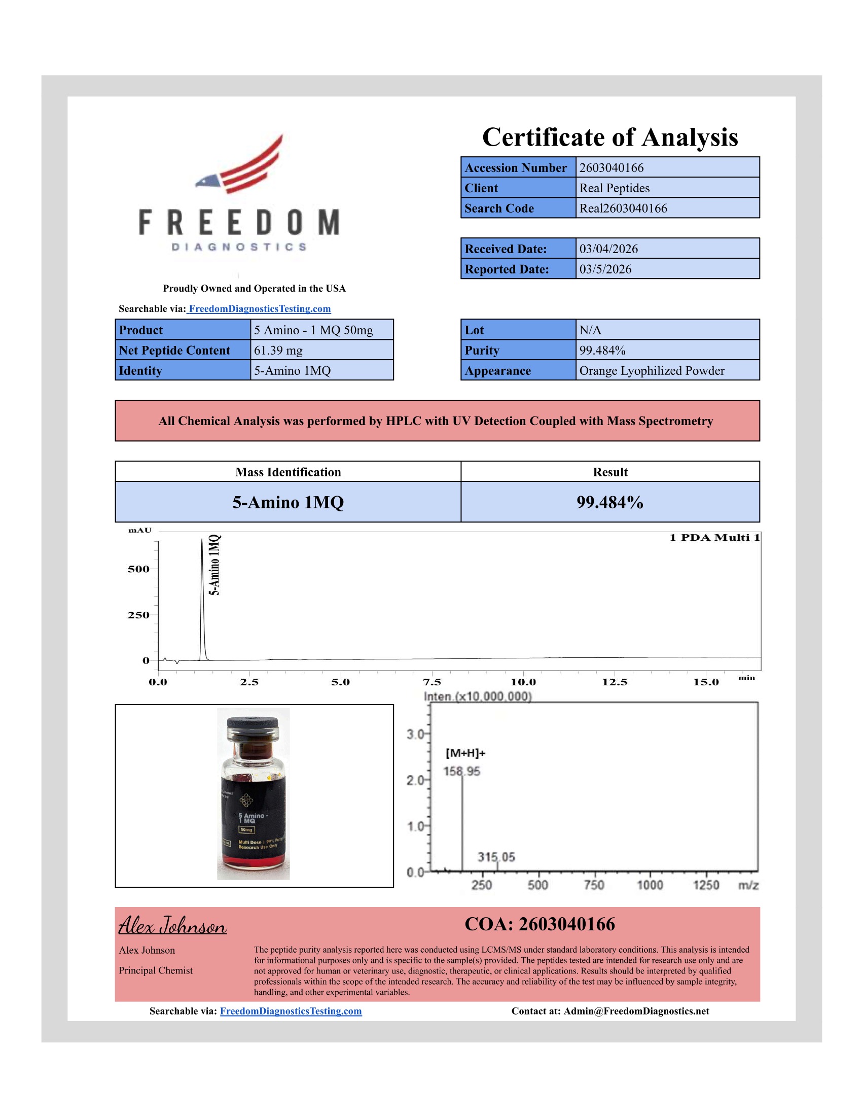 Purity-and-Net-2603040166-5-Amino1-MQ-50mg