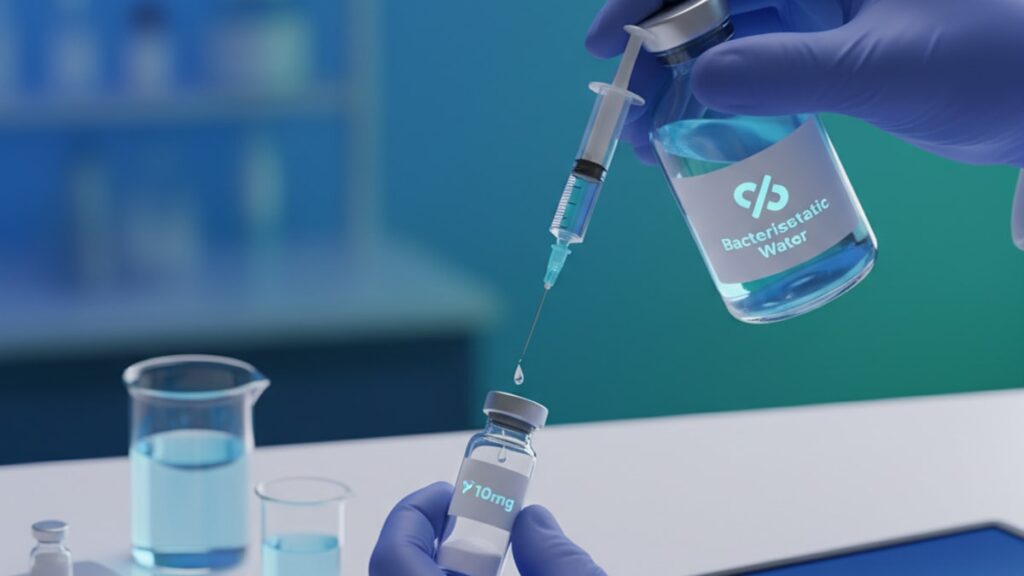 Blog Post: how much bacteriostatic water to mix with 10mg retatrutide - Professional illustration