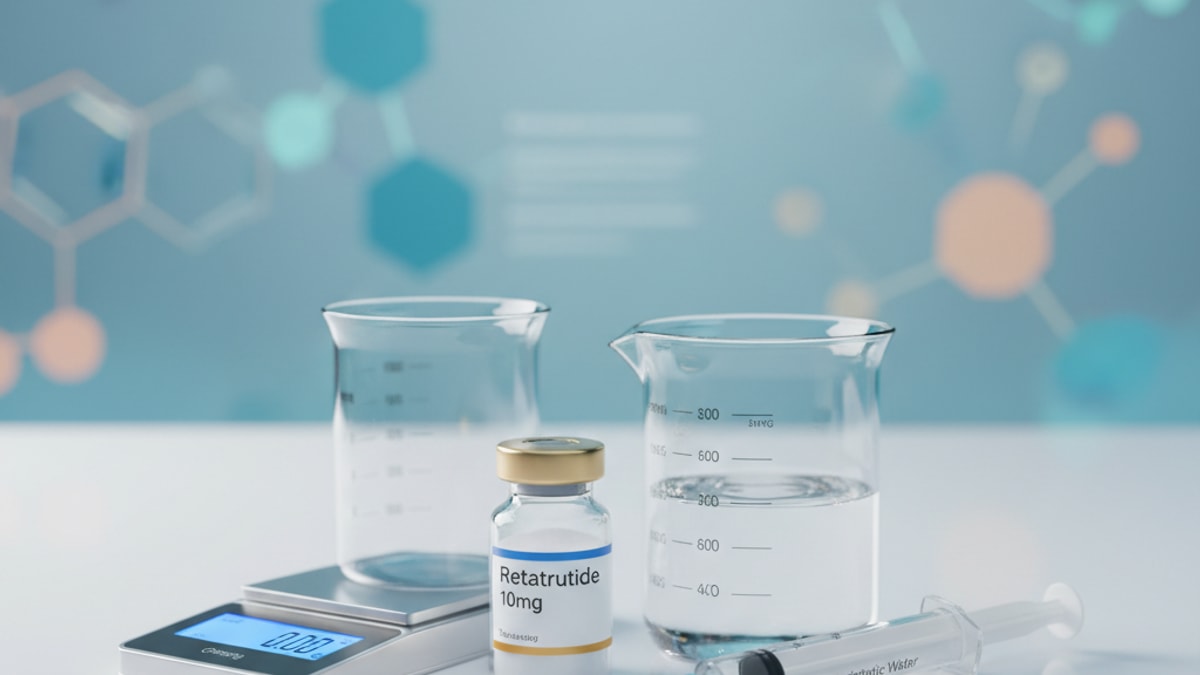 Blog Post: how much bac water to mix with 10mg retatrutide - Professional illustration