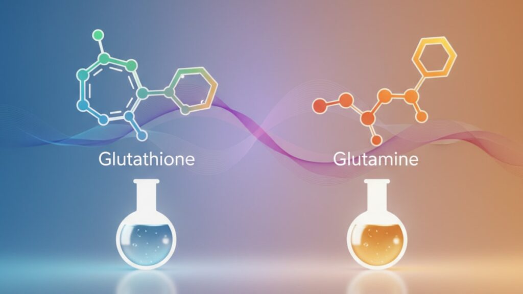 Blog Post: what is the difference between glutathione and glutamine - Professional illustration