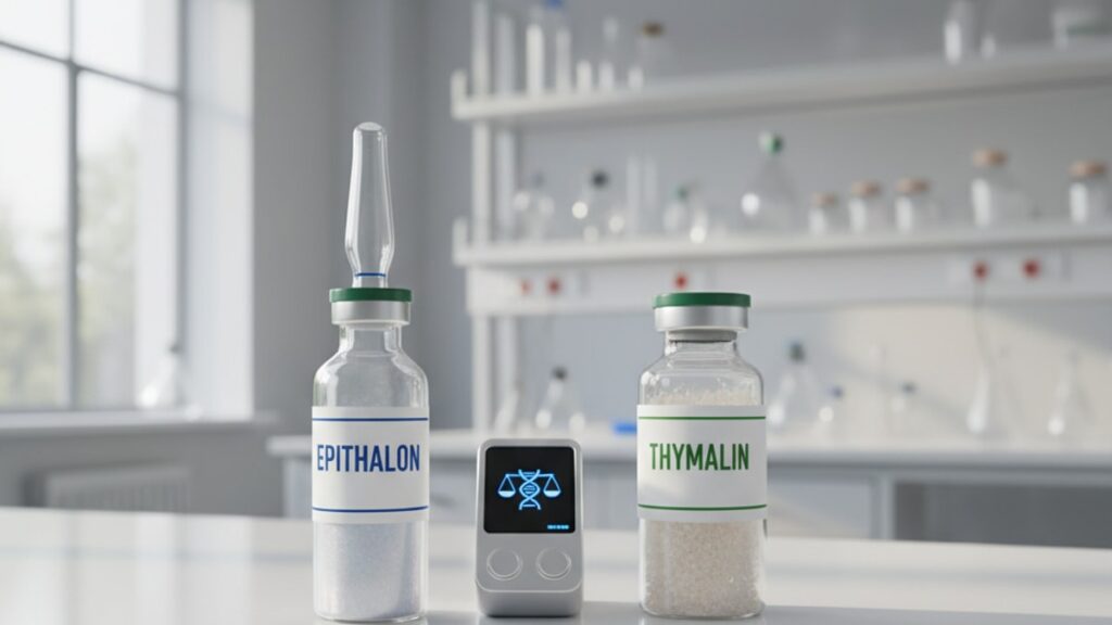 Blog Post: Epithalon vs Thymalin - Professional illustration