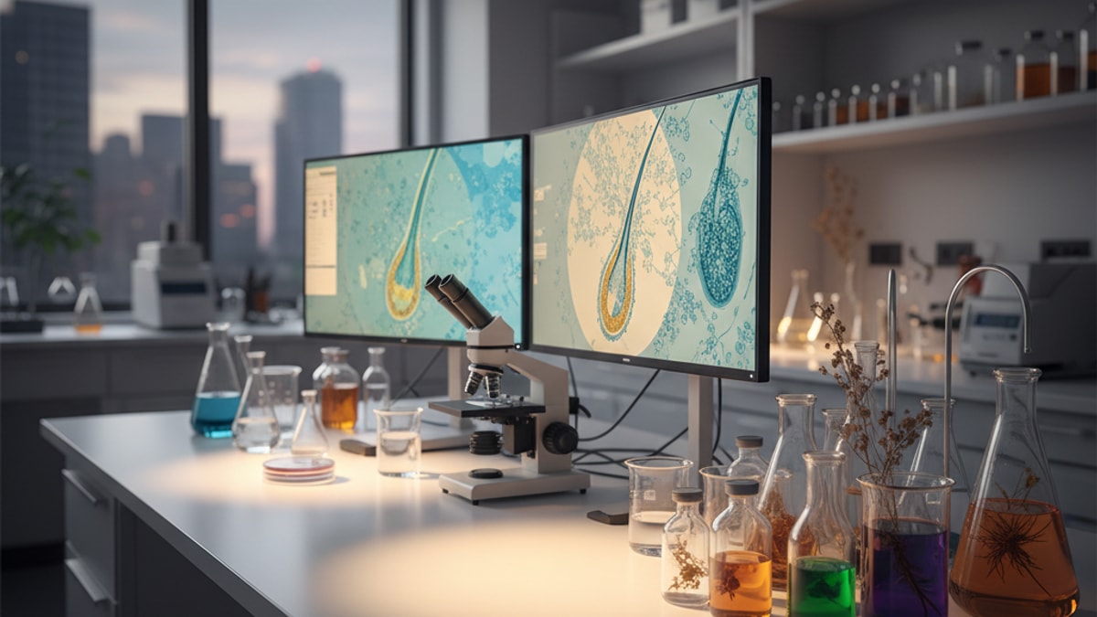 Blog Post: AHK-Cu for hair follicle stimulation - Professional illustration