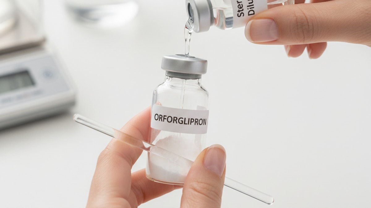 Blog Post: how to reconstitute Orforglipron - Professional illustration