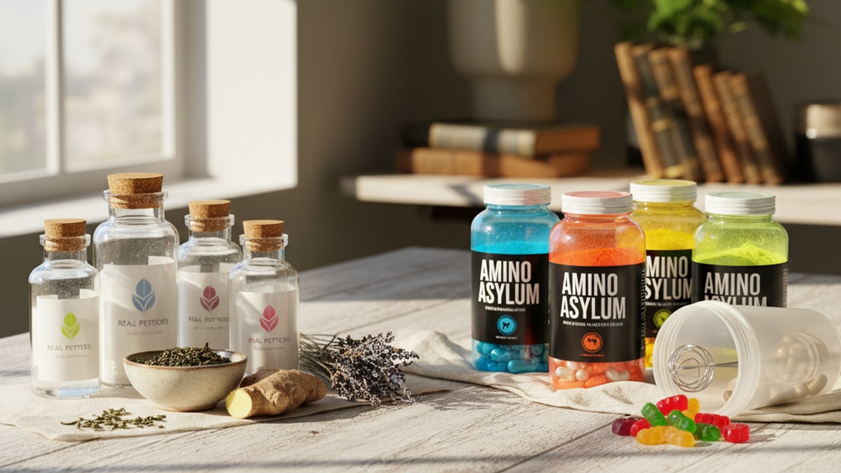 Blog Post: real peptides vs amino asylum - Professional illustration