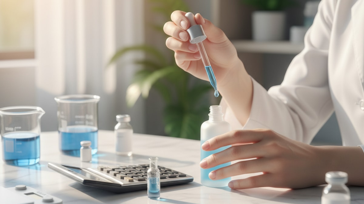 Blog Post: calculate GHK-Cu Cosmetic dosage reconstitution math - Professional illustration