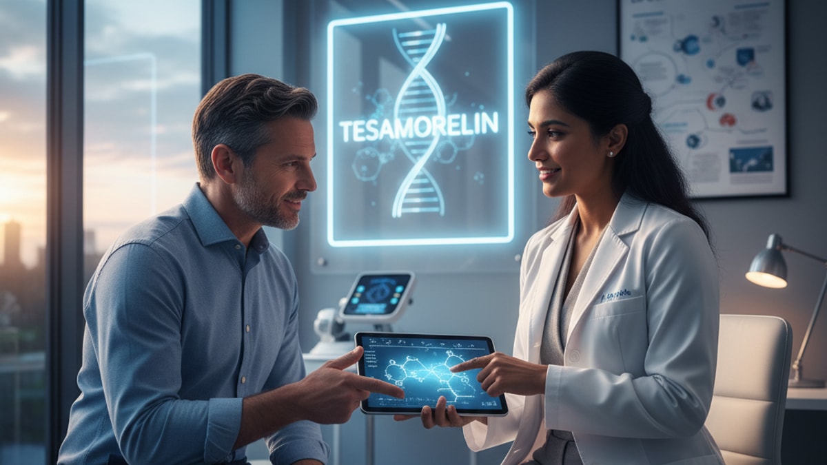 Blog Post: does Tesamorelin help lipodystrophy research - Professional illustration