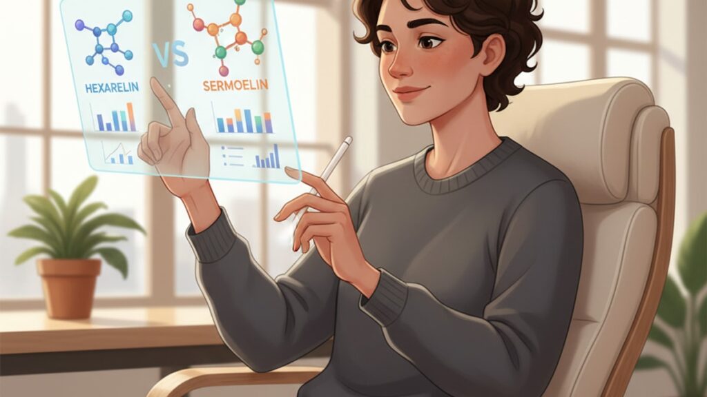 Blog Post: Hexarelin vs Sermorelin which better comparison - Professional illustration