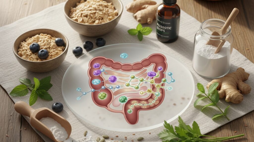 Blog Post: peptides probiotics gut health synergy - Professional illustration