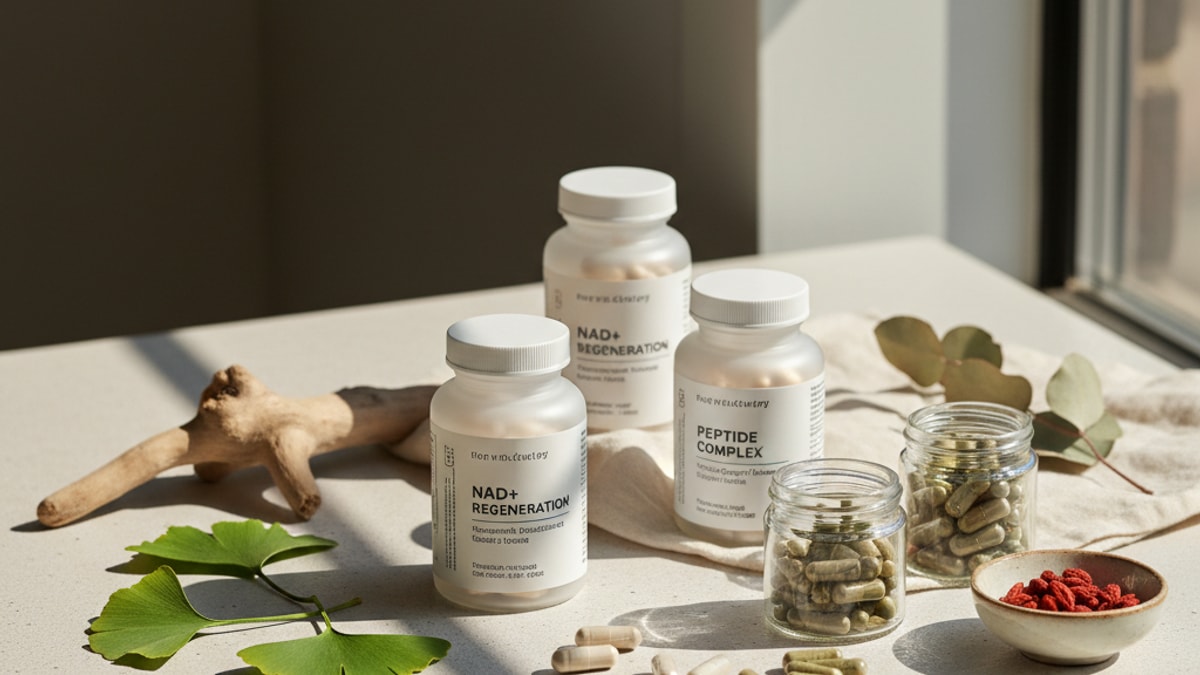 Blog Post: can you stack NAD+ other peptides - Professional illustration