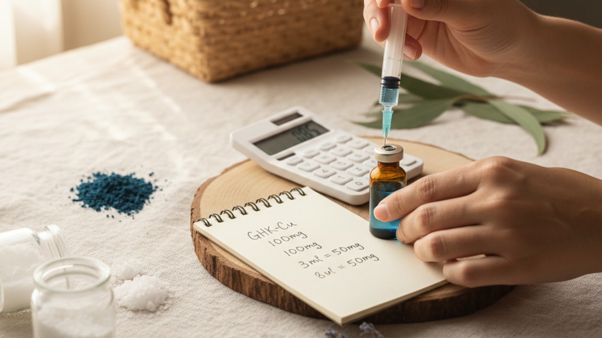 Blog Post: calculate GHK-Cu dosage reconstitution math - Professional illustration