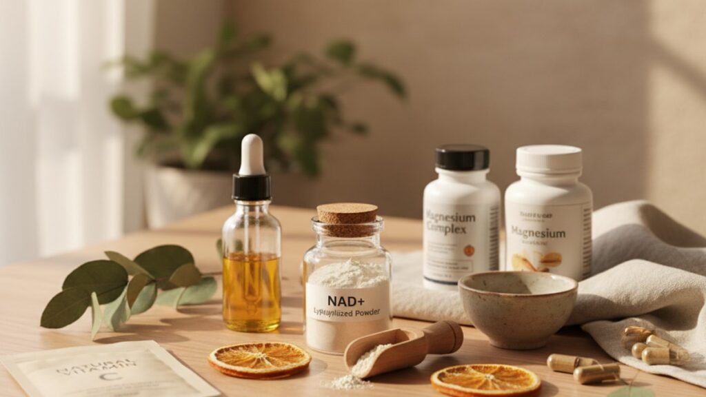Blog Post: NAD+ lyophilized powder how to use handle - Professional illustration