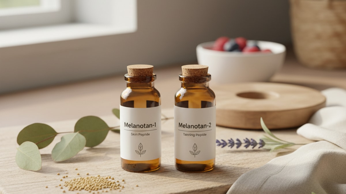 Blog Post: Melanotan-1 vs Melanotan-2 which better comparison - Professional illustration