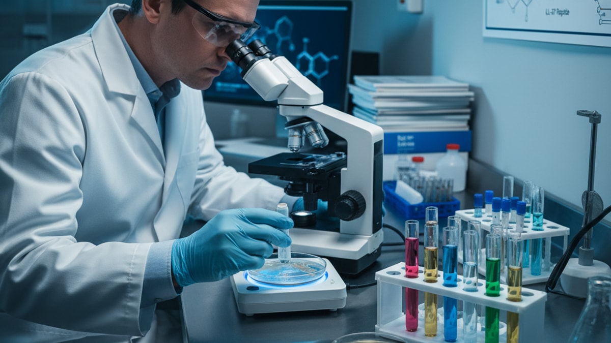 Blog Post: does LL-37 help biofilm disruption research - Professional illustration