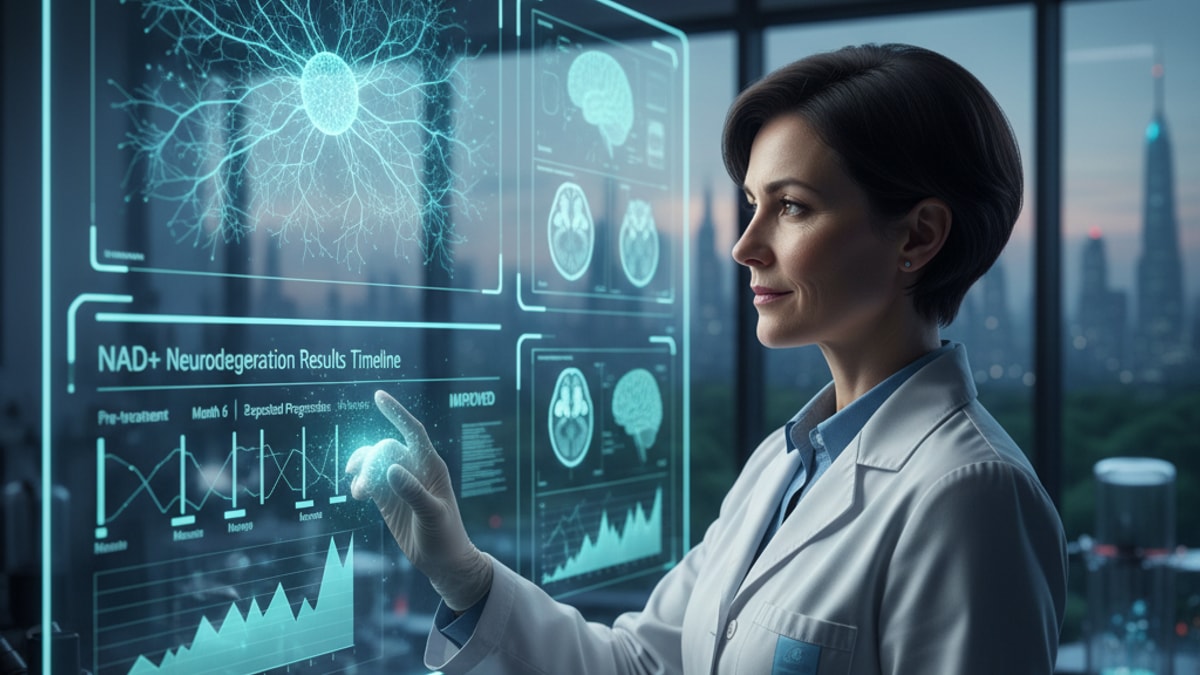 Blog Post: NAD+ neurodegeneration results timeline expect - Professional illustration