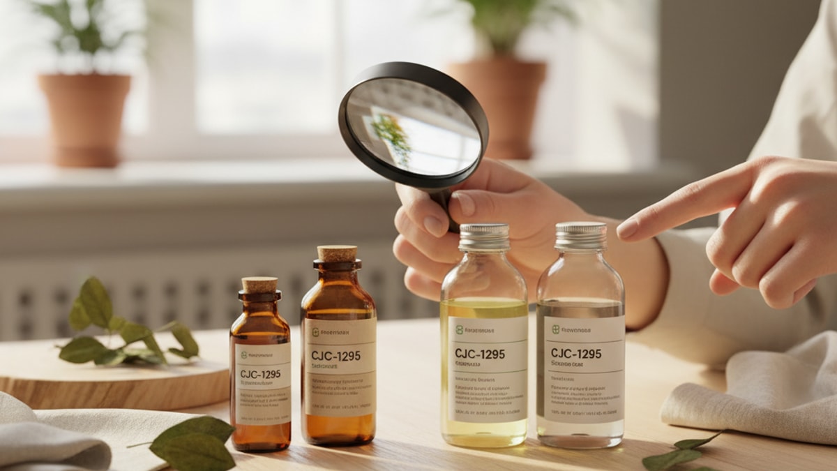 Blog Post: CJC-1295 real vs fake how to tell - Professional illustration