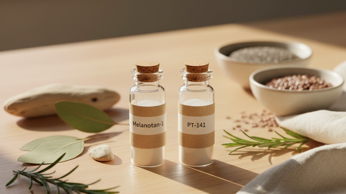 Blog Post: Melanotan-1 vs PT-141 which better comparison - Professional illustration