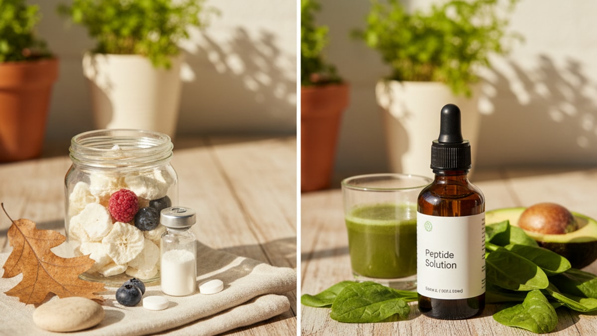 Blog Post: lyophilized vs liquid peptides - Professional illustration