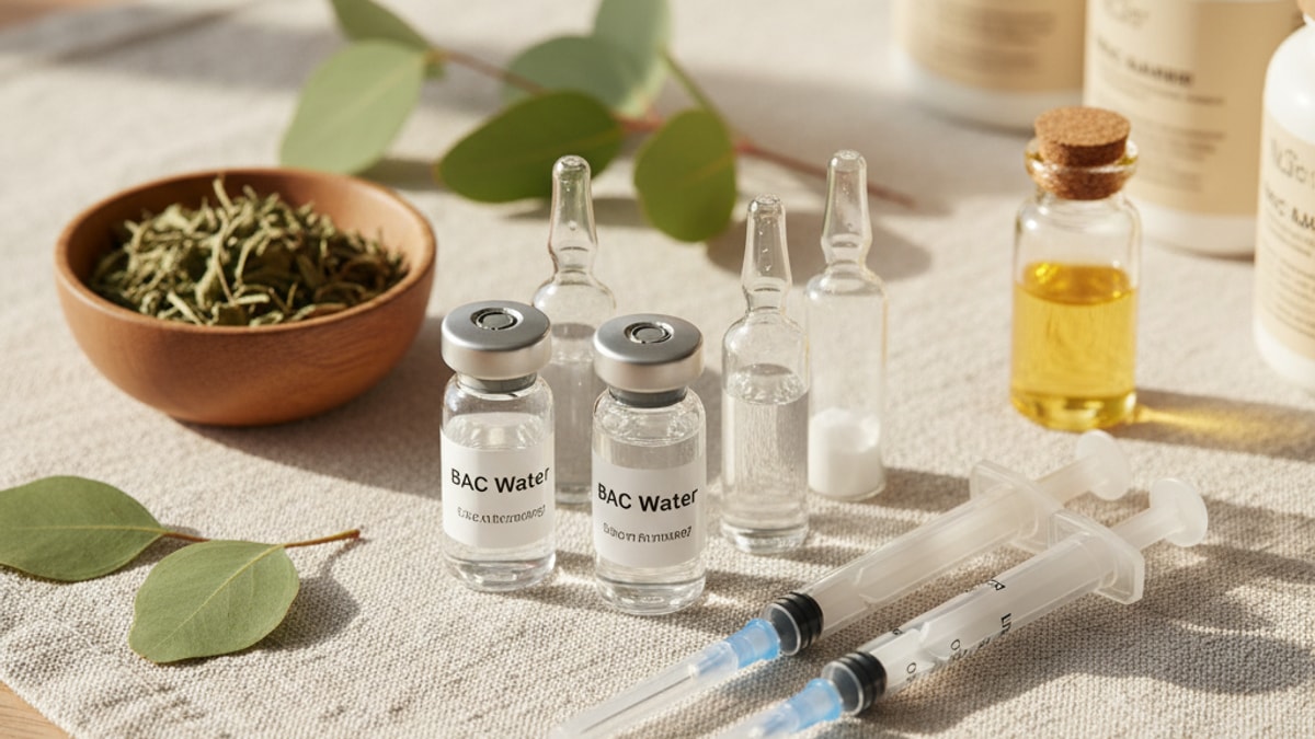 Blog Post: best BAC Water for mixing peptides - Professional illustration