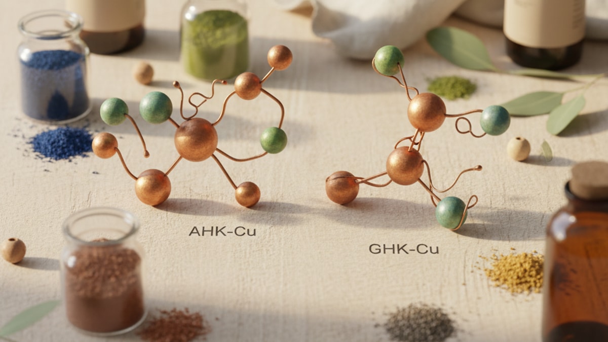 Blog Post: difference between AHK-Cu and GHK-Cu - Professional illustration