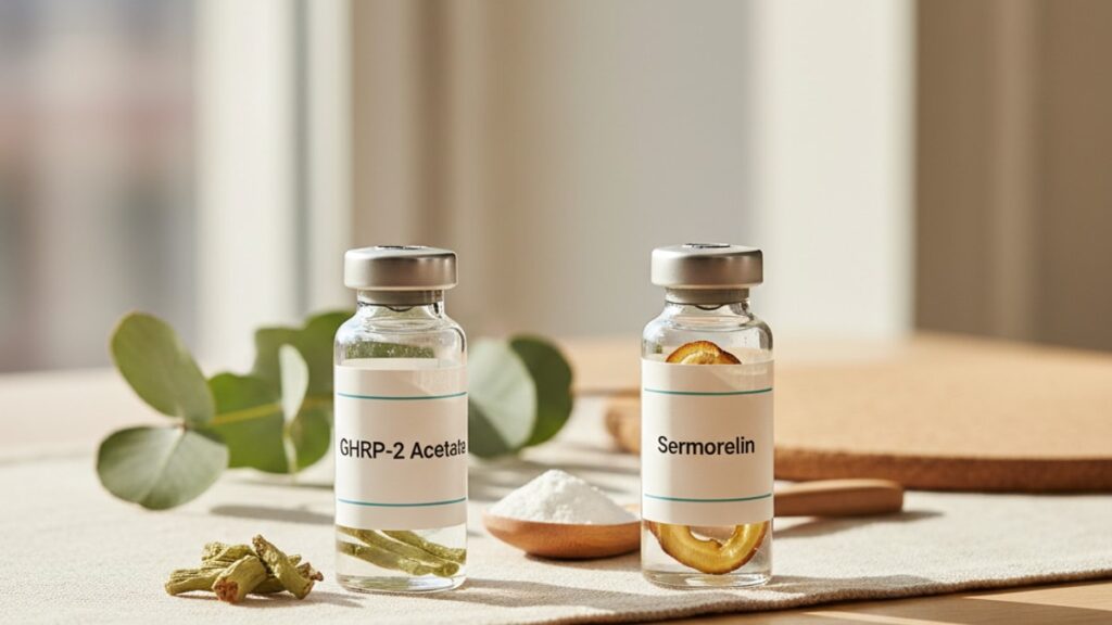 Blog Post: GHRP-2 Acetate vs Sermorelin which better comparison - Professional illustration