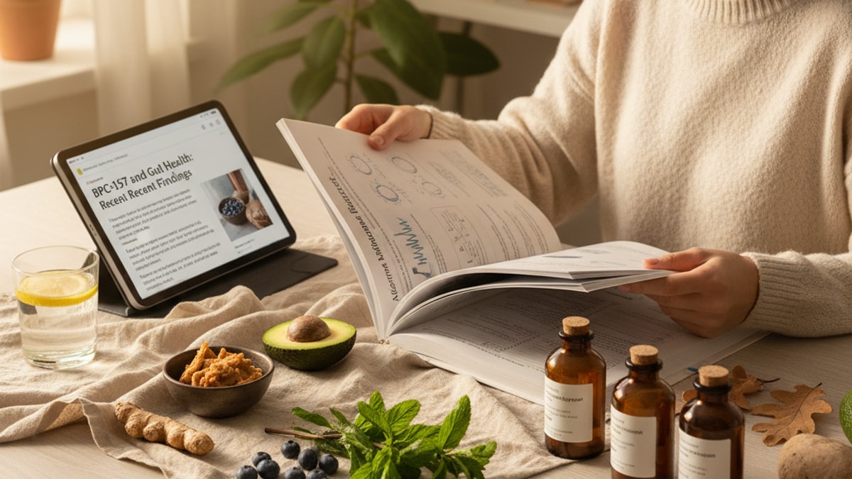 Blog Post: does BPC-157 help gut health research - Professional illustration