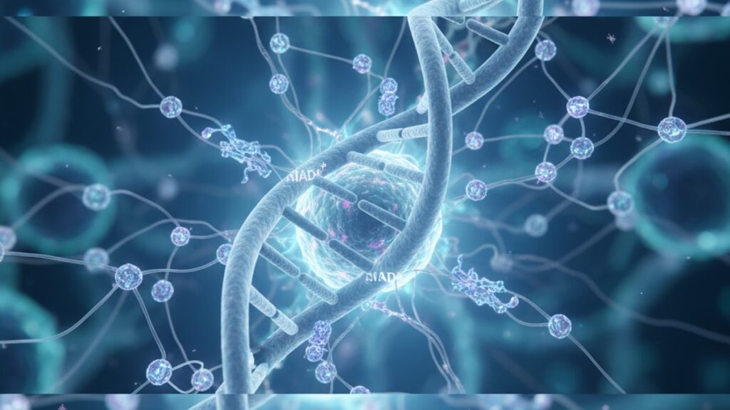 Blog Post: NAD+ sirtuins longevity genes activation - Professional illustration