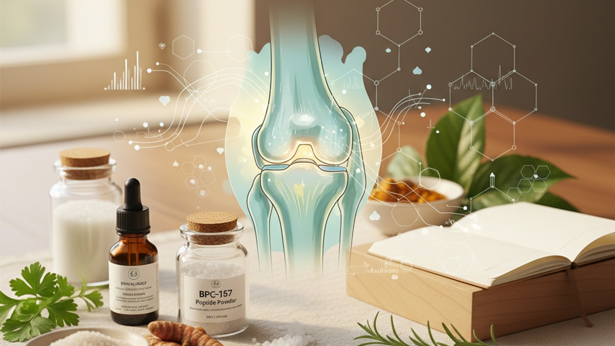 Blog Post: does BPC-157 help ligament repair research - Professional illustration