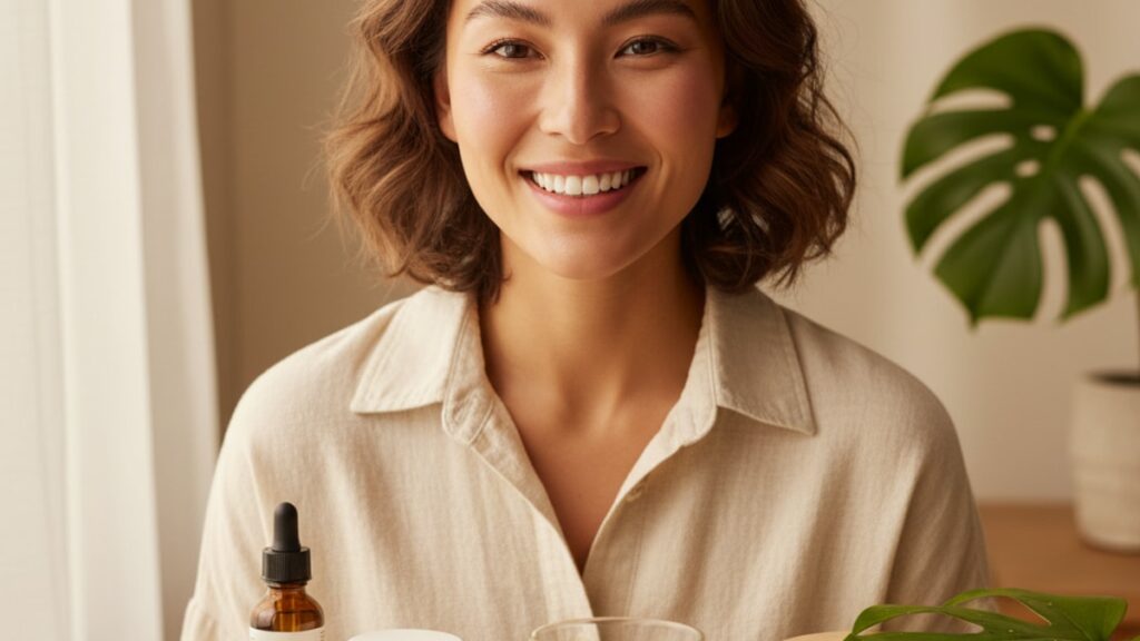 Blog Post: how to lose face fat with peptides - Professional illustration