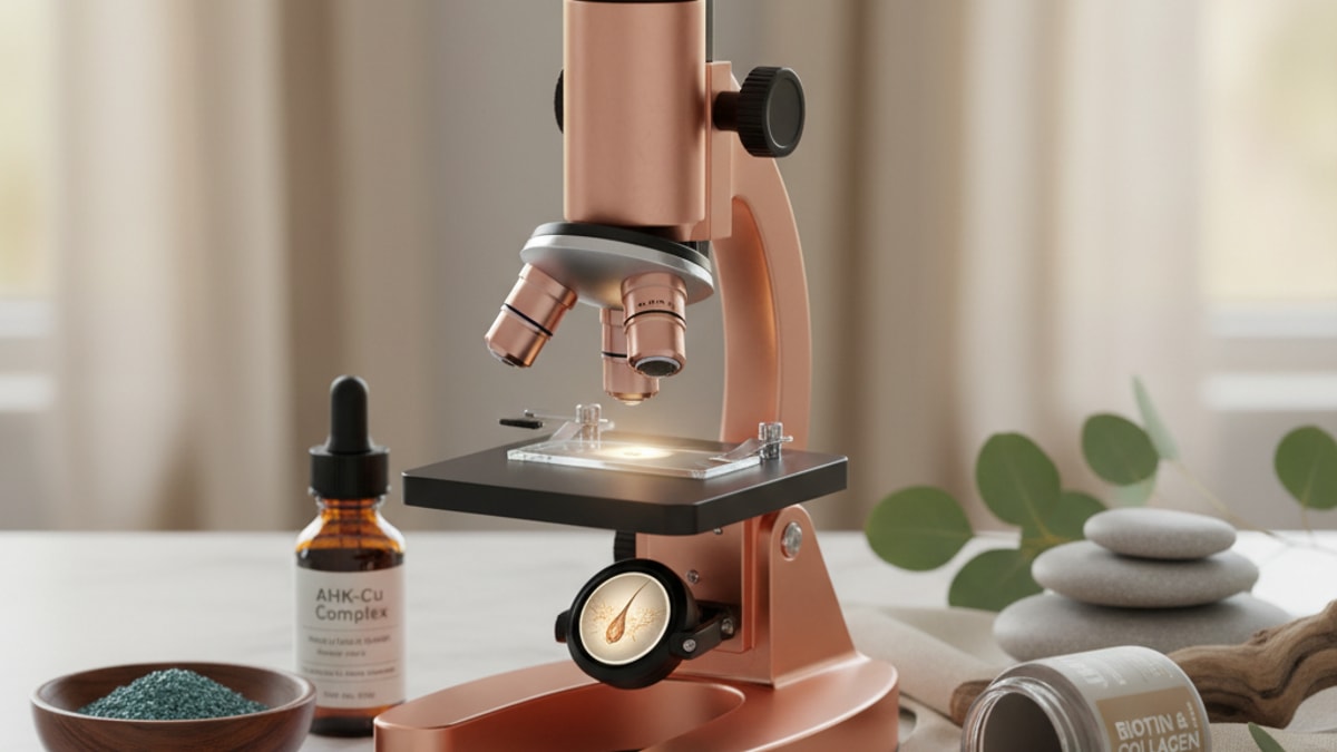 Blog Post: does AHK-Cu help alopecia support research - Professional illustration