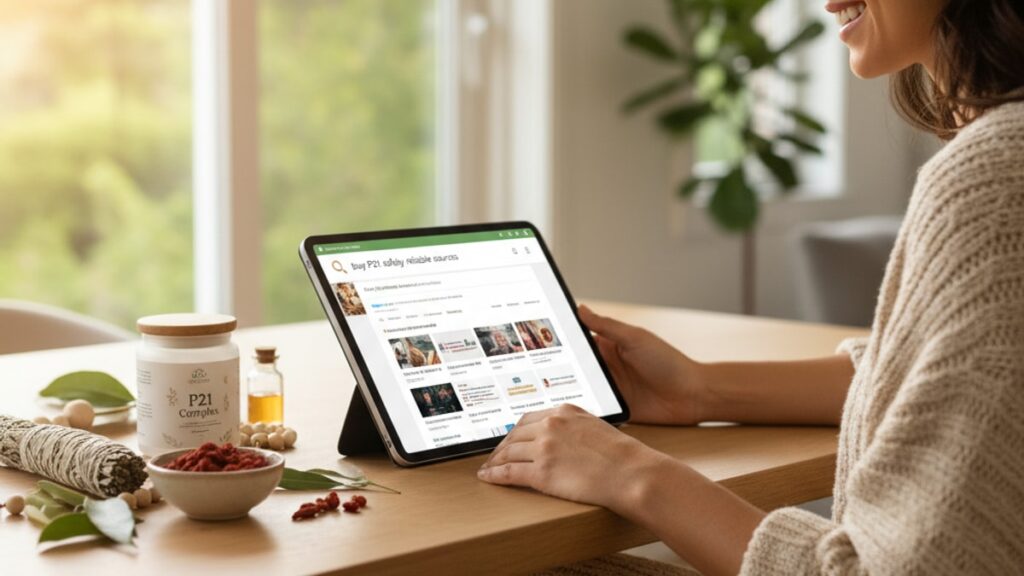 Blog Post: where to buy p21 safely online - Professional illustration
