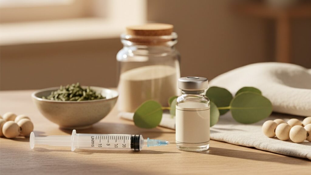 Blog Post: insulin syringe units mcg peptide dosing math - Professional illustration