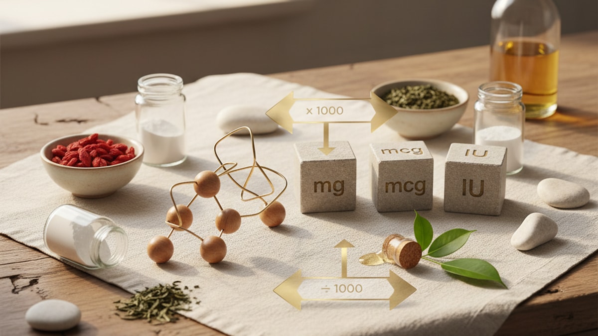 Blog Post: peptide unit conversion mg mcg IU guide - Professional illustration