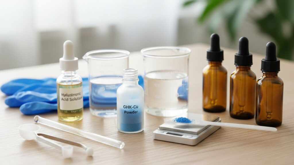 Blog Post: GHK-Cu serum DIY making copper peptide serum - Professional illustration