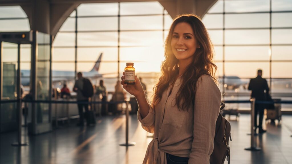 Blog Post: travel with Melatonin airplane TSA - Professional illustration