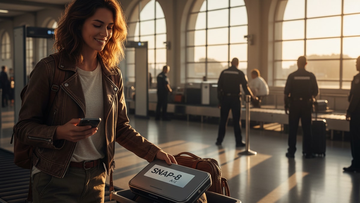 Blog Post: travel with Snap-8 airplane TSA - Professional illustration