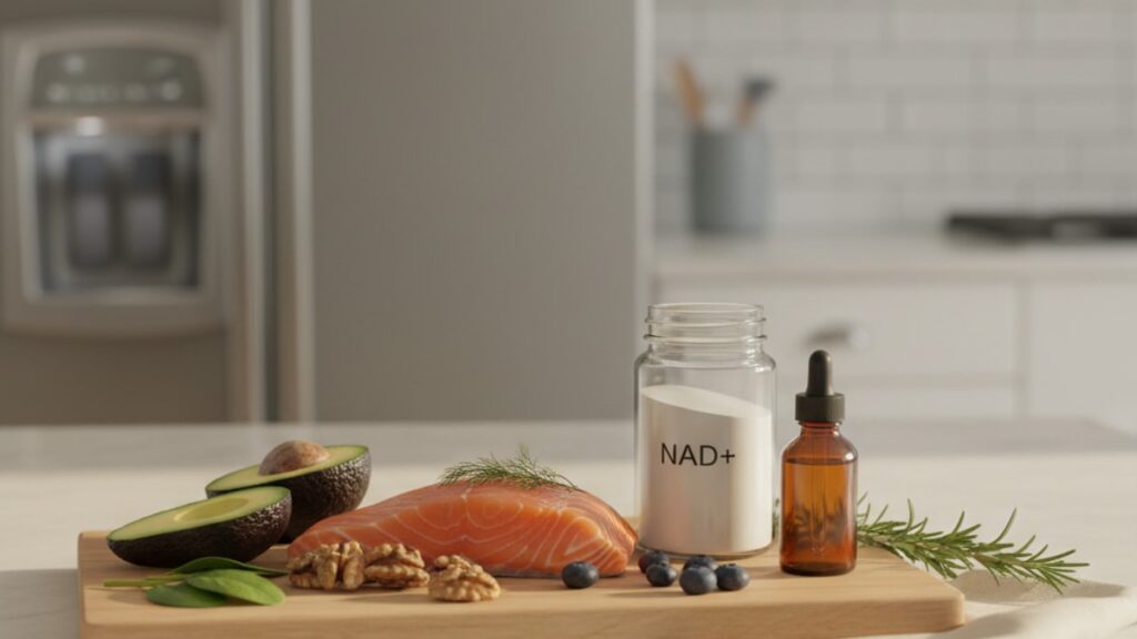 Blog Post: NAD+ with food safety - Professional illustration