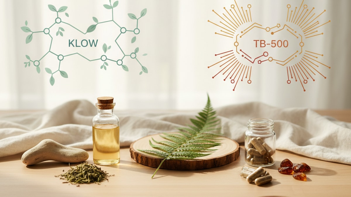 Blog Post: difference between KLOW and TB-500 - Professional illustration