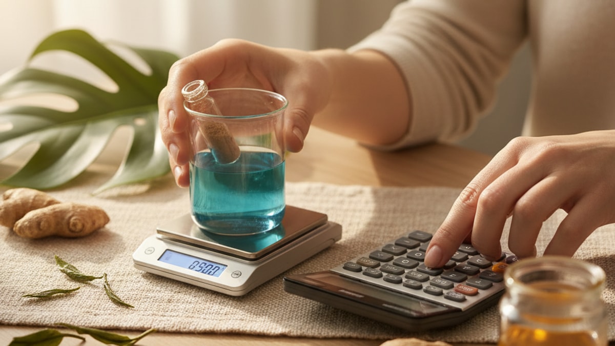 Blog Post: calculate AHK-Cu dosage reconstitution math - Professional illustration