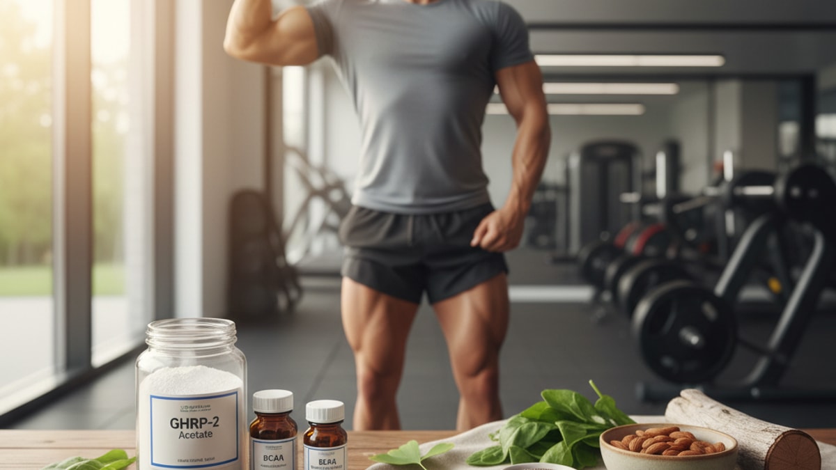 Blog Post: GHRP-2 Acetate muscle growth results timeline expect - Professional illustration