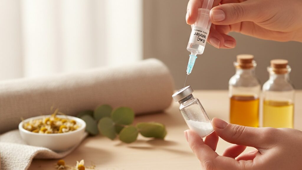 Blog Post: how to use BAC Water for peptide reconstitution protocol - Professional illustration