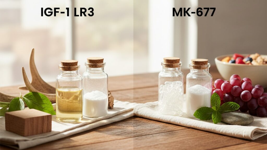 Blog Post: IGF-1 LR3 vs MK-677 which better comparison - Professional illustration