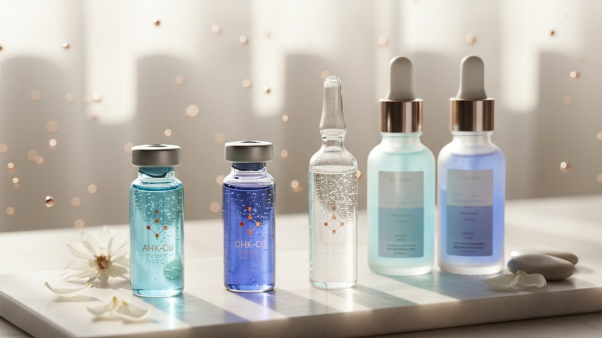 Blog Post: difference between AHK-Cu and GHK-Cu Cosmetic - Professional illustration