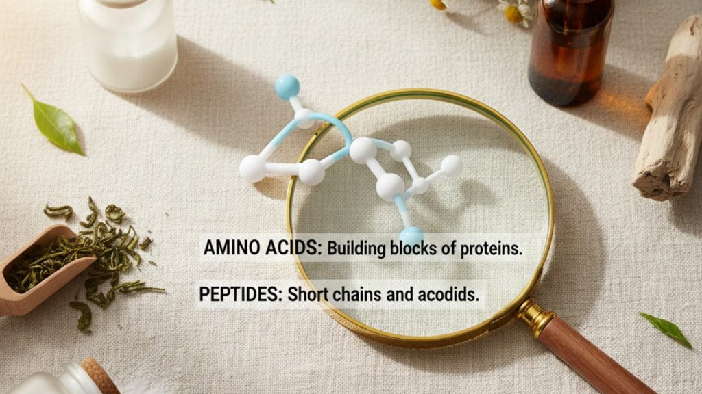 Blog Post: peptide terminology explained beginner dictionary - Professional illustration