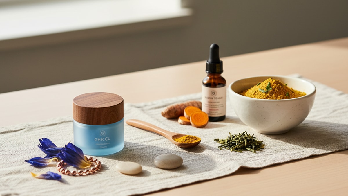 Blog Post: difference between GHK-Cu and Glow Stack - Professional illustration