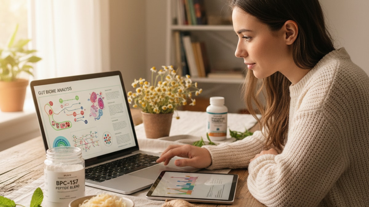 Blog Post: does BPC-157 help leaky gut research - Professional illustration