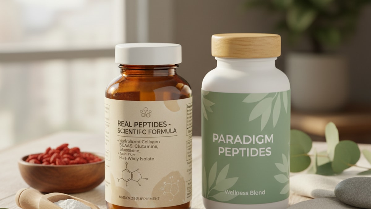 Blog Post: real peptides vs paradigm peptides - Professional illustration