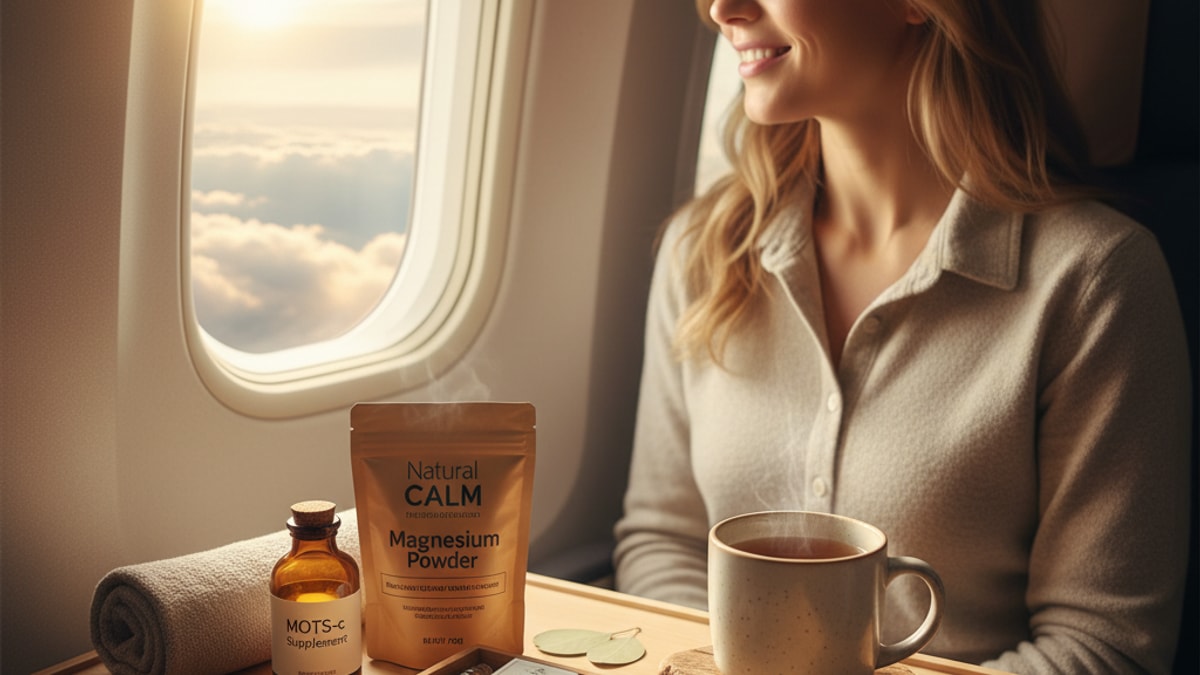 Blog Post: travel with MOTS-c airplane TSA - Professional illustration