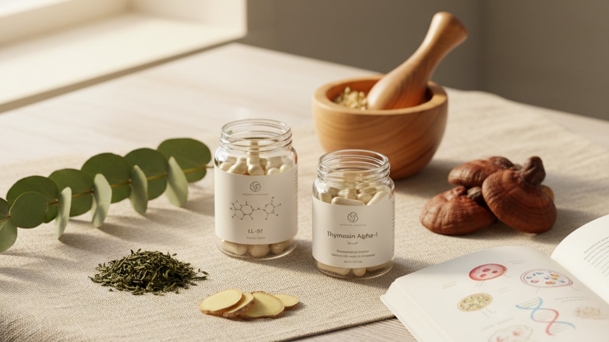 Blog Post: difference between LL-37 and Thymosin Alpha-1 - Professional illustration